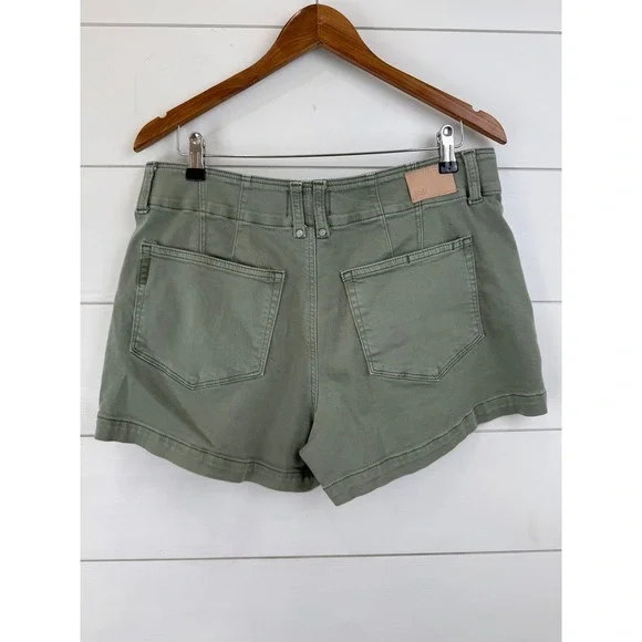 Paige Cargo Shorts Womens 30 Olive Green High Rise Utility Twill Summer Festival - Picture 2 of 9